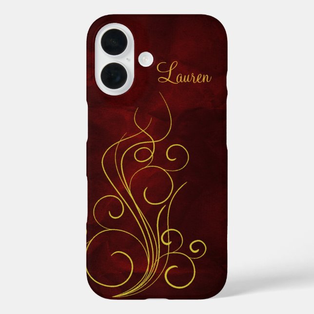 Coques Case-Mate iPhone Remous rouge élégant d'or (Verso)