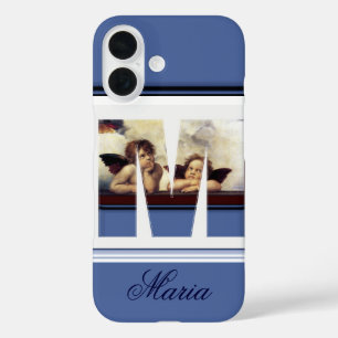 Coques iPhone 16 RENAISSANCE ANGEL M LETTRE Cherub ailé Monogramme