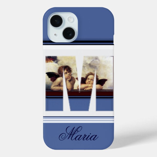 Coques Case-Mate iPhone RENAISSANCE ANGEL M LETTRE Cherub ailé Monogramme (Verso)