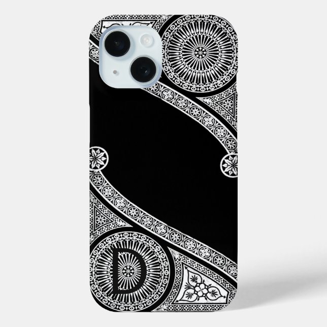 Coques Case-Mate iPhone RENAISSANCE ARCHITECTE Monogramme Noir Blanc (Verso)