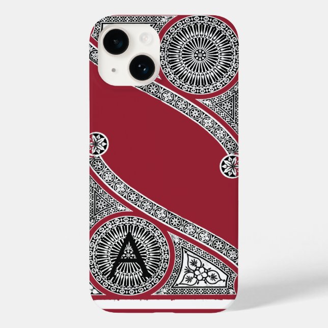 Coques Case-Mate iPhone RENAISSANCE ARCHITECTURE Marsala Monogramme rouge (Verso)