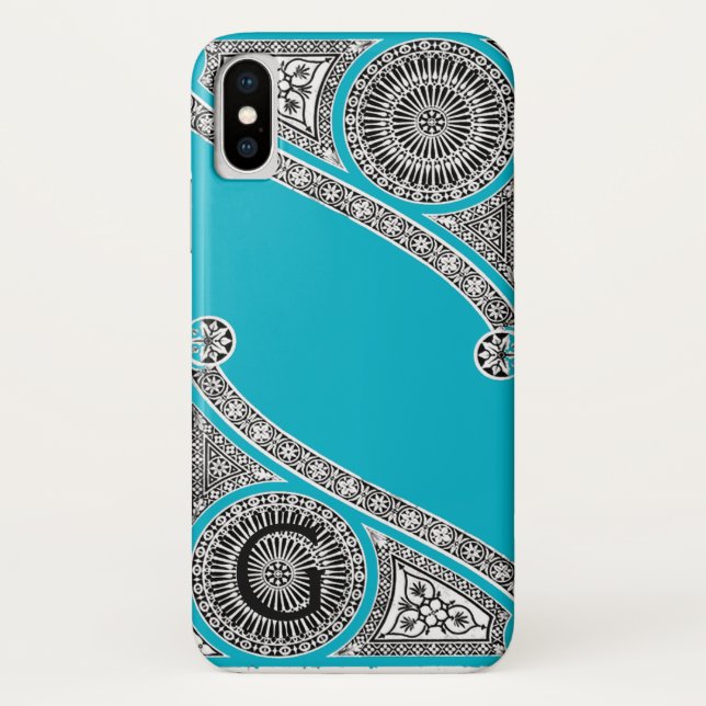 Coques Case-Mate iPhone RENAISSANCE ARCHITECTURE Scruba Blue Monogramme (Dos)