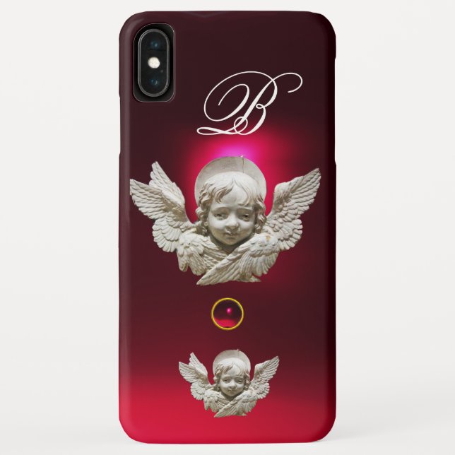 Coques Case-Mate iPhone RENAISSANCE FLORENTINE ANGEL Monogramme Bourgogne  (Dos)