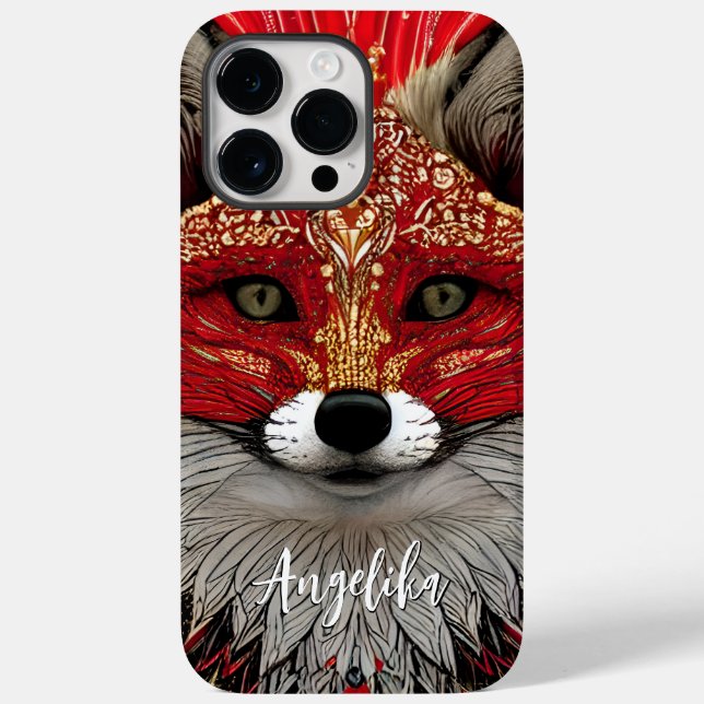 Coques Case-Mate iPhone Renard Abstrait Rouge et Or Personnalisé (Verso)