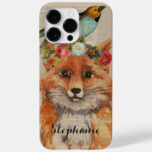 Coque Case-Mate iPhone Renard aquarelle florale collage nom personnalisé