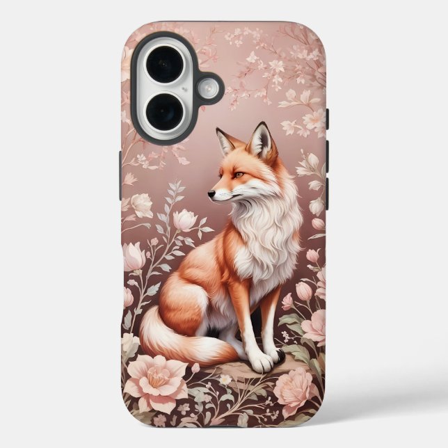 Coques Case-Mate iPhone Renard Avec Flore Rose Rêvé (Verso)