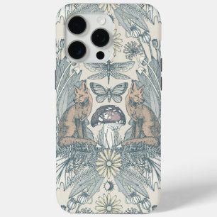 Coque Case-Mate iPhone renard cottagecore damassé blanc cassé
