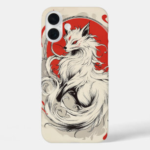 Coque Pour iPhone 16 Plus Renard japonais blanc Kitsune