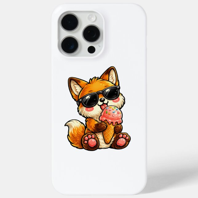 Coques Case-Mate iPhone Renard Mignon Mangeant une Glace avec des Lunettes (Verso)