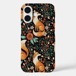 Coque Pour iPhone 16 Renard mystique de la forêt avec lunes et papillon