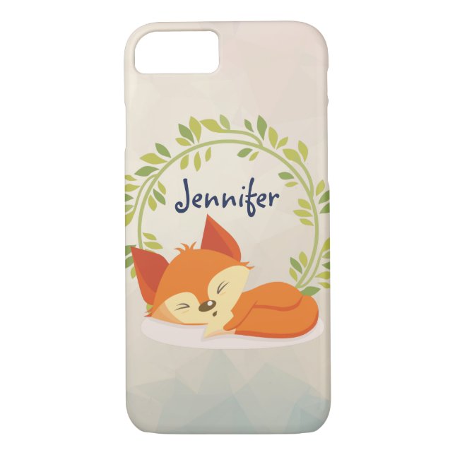 Coques Case-Mate iPhone Renard orange dormant mignon avec couronne Feuille (Dos)