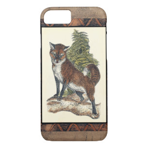Coques Pour iPhone Renard rustique sur un tronc d'arbre