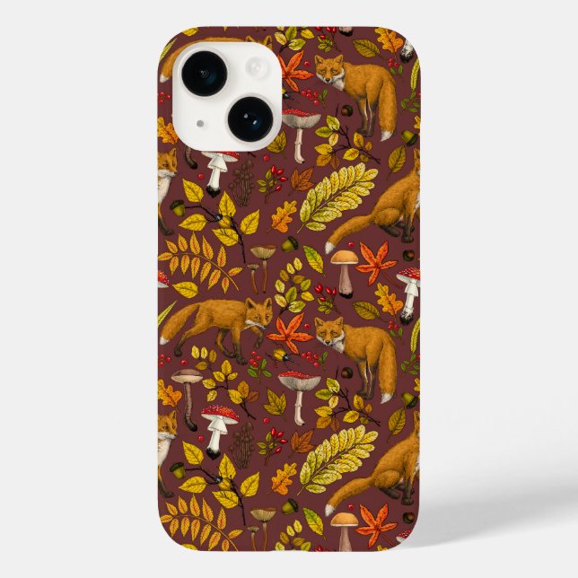 Coques Case-Mate iPhone Renards d'automne sur chocolat brun (Verso)