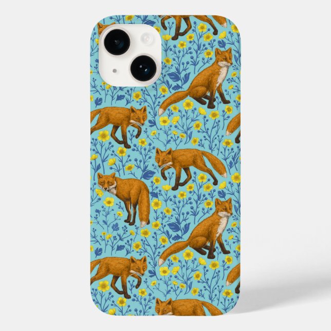 Coques Case-Mate iPhone Renards et papillons sur le bleu de la piscine (Verso)