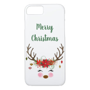 Case-Mate iPhone Case Renne et poinsettia mignons de Noël