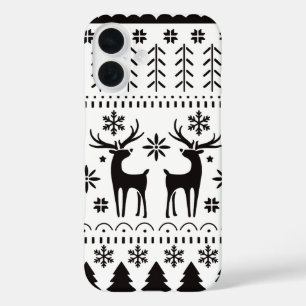 Coque Pour iPhone 16 Rennes de Noël d'art folklorique moderne
