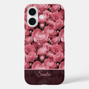 Coque Pour iPhone 16 Renoncule de remerciement classique avec nom