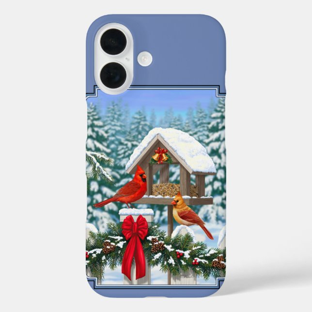 Coques Case-Mate iPhone Repas de Noël des cardinaux bleu (Verso)