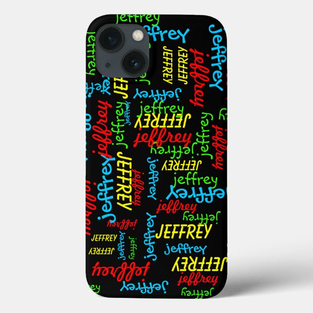 Coques Case-Mate iPhone Repeating Names Black Background, FUN (Verso)