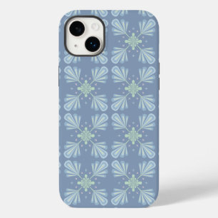 Coque Case-Mate iPhone Répétition abstraite florale bleu pastel