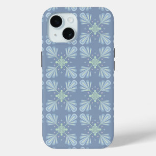 Coque Case-Mate iPhone Répétition abstraite florale bleu pastel
