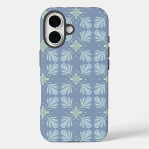 Coque Pour iPhone 16 Répétition abstraite florale bleu pastel