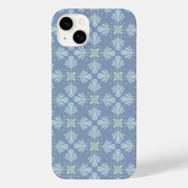 Coques Case-Mate iPhone Répétition abstraite florale bleu pastel (Verso)