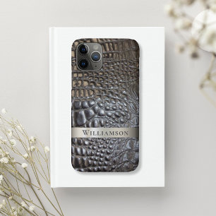 Case-Mate iPhone Case Reptile ivoire Brown en cuir numérique en titane m