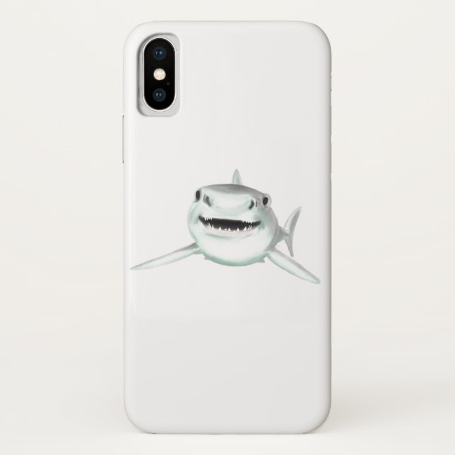 Coques Case-Mate iPhone requin aquarelle souriant gris vert océan animal  (Dos)