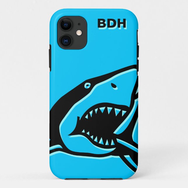 Coques Case-Mate iPhone Requin bleu décoré d'un monogramme (Dos)