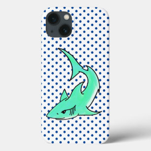 Case-Mate iPhone Case requin souriant de dessin animé bleu vert océan an