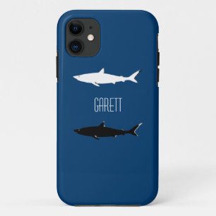Coque iPhone 11 requins blancs noirs personnalisés