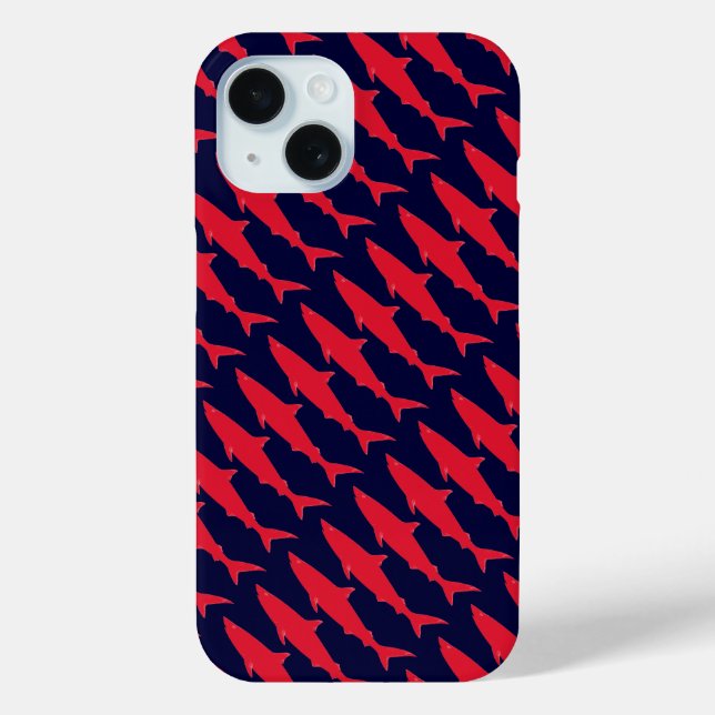 Coques Case-Mate iPhone Requins cool rouge et bleu motif (Verso)