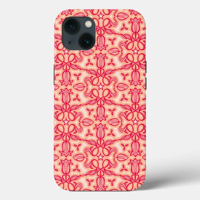 Coques Case-Mate iPhone Ressort rose rouge Tulip à fleurs damassé (Verso)
