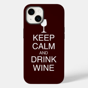 Coque Pour iPhone 14 Restez calme et buvez du vin drôle Rouge foncé