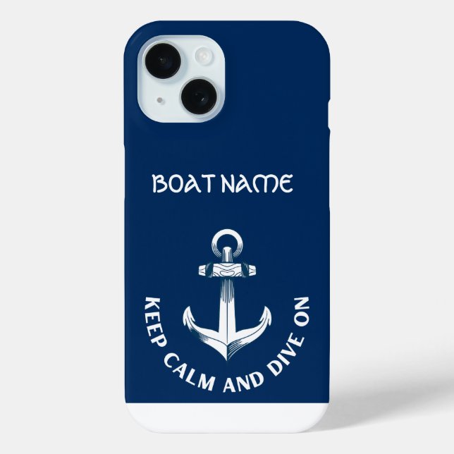 Coques Case-Mate iPhone Restez Calme Et Plongez Sur, Ancre Marine Bleu Été (Verso)
