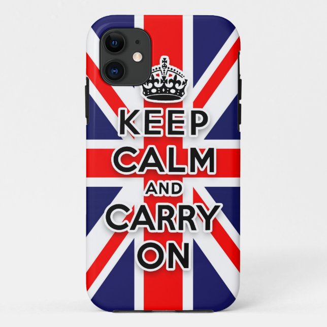 Coques Case-Mate iPhone restez calme et portez le drapeau Union Jack (Dos)
