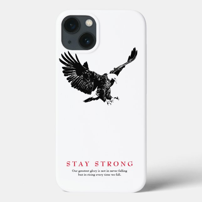 Coques Case-Mate iPhone Restez fort Black White Bald Eagle Motivationnel (Verso)