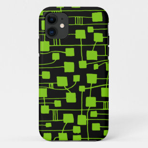 Coque iPhone 11 Résumé 111211 - Vert martien sur le noir