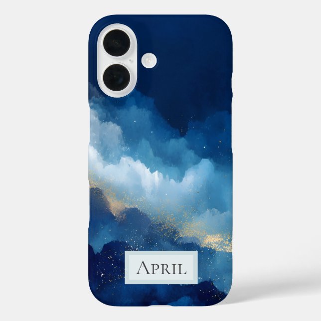 Coques Case-Mate iPhone Résumé abstrait bleu, blanc et or (Verso)