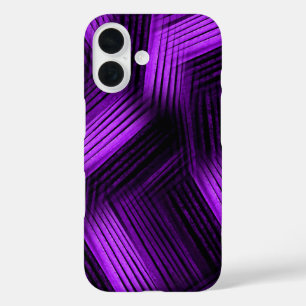 Coque Pour iPhone 16 Résumé abstrait contemporain violet et noir