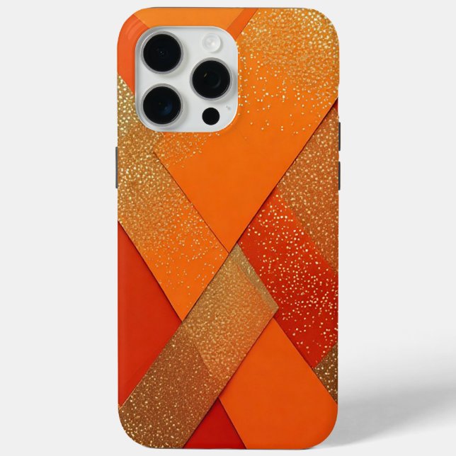 Coques Case-Mate iPhone Résumé abstrait orange et or pailleté (Verso)