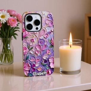 Coque iPhone 16 Pro Résumé de la fleur violet et rose