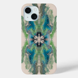 Coque Case-Mate iPhone Résumé fluide artistique en aqua et vert
