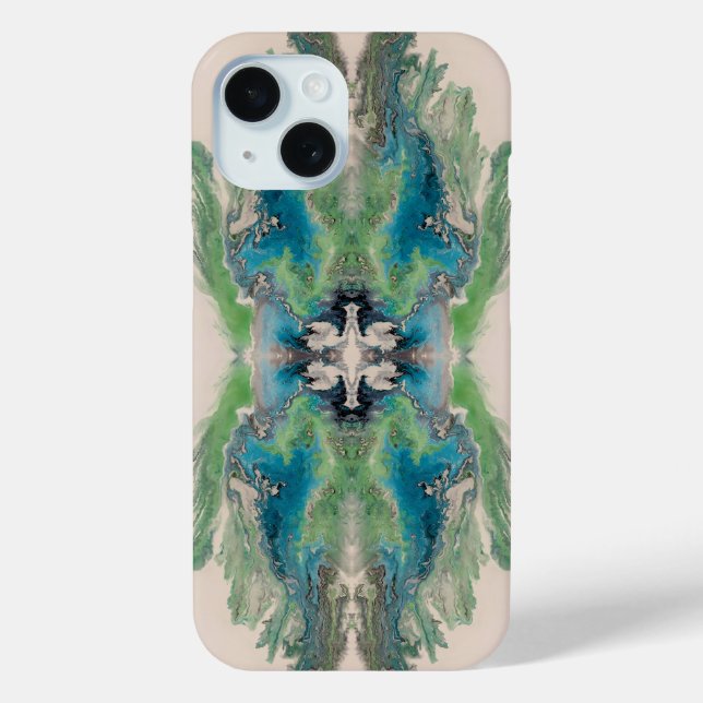 Coques Case-Mate iPhone Résumé fluide artistique en aqua et vert  (Verso)