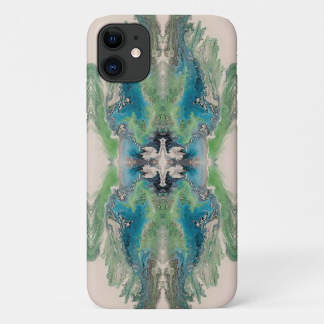 Coques Case-Mate iPhone Résumé fluide artistique en aqua et vert (Dos)