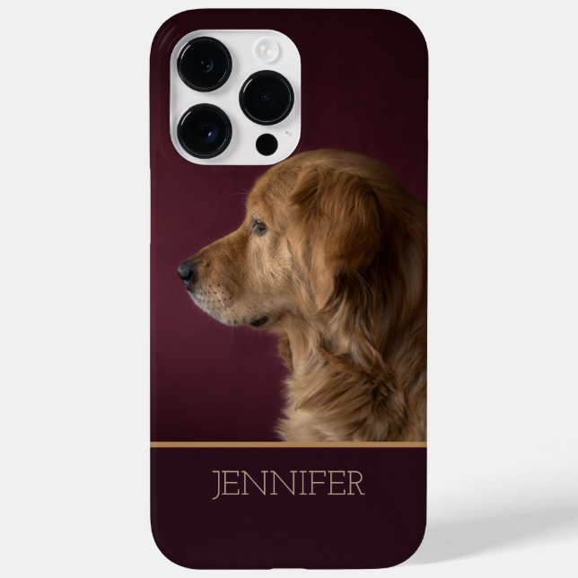 Coques Case-Mate iPhone Retriever doré Nom personnalisé | Chien (Verso)
