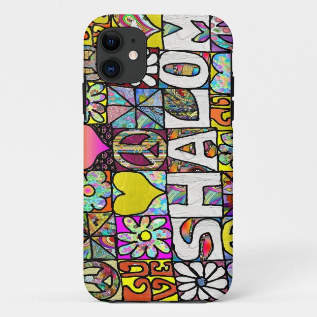 Coques Case-Mate iPhone Rétro 60s Psychédélique Shalom AMOUR (Dos)