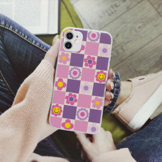 Coque Case-Mate iPhone Retro À damiers Checker Y2K Floral Patal