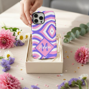 Coque iPhone 16 Pro Max Rétro Années 70 Groovy Rose Violet Psychédélique M
